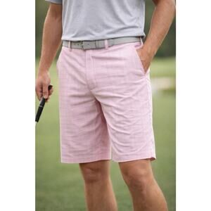 PGA Tour Men’s Golf Shorts Size 36 Pink Plaid Performance Stretch Casual